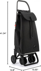 ROLSER I-Max Tweed 4 Wheel 2 Swivelling Foldable Shopping Trolley - Black
