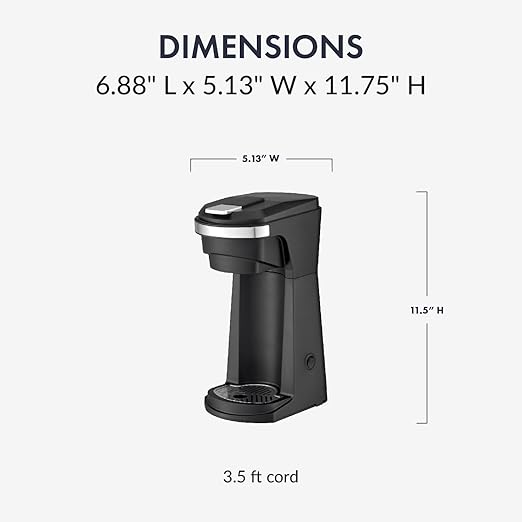 Newhouse Single Serve Coffee Maker compatible with K-cups Water Reservoir, Versatile Ground Coffee & K-Cup Compatibility, Adjustable Tray for Travel Mugs
