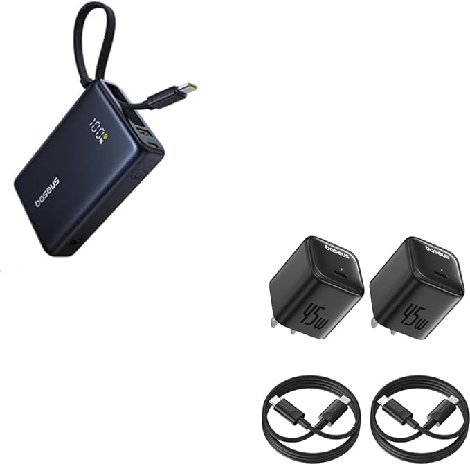 Baseus Power Bank & 45W USB C Charger Block 2 Pack