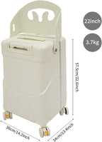 Kids Ride-on Luggage with Foldable Back Rest, 22" Carry On Luggage Travel Trolley Case with Seat for Children, Top Opening Suitcase with Spinner Wheels and Lock (White, 22 Inch)