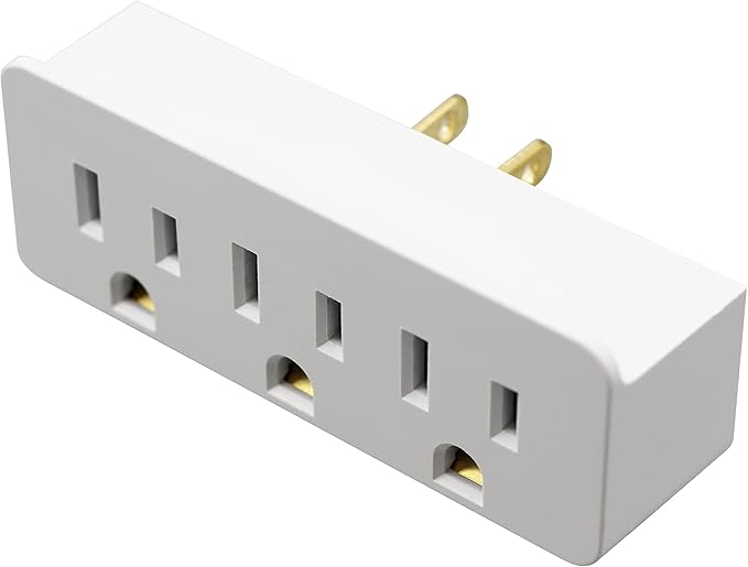 Projectpak 3 Outlet Grounded Wall Adapter - Splitter Extends 1 Outlet to 3 with Phone Securing Lip, Perfect for Travel | Pack of 3