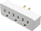 Projectpak 3 Outlet Grounded Wall Adapter - Splitter Extends 1 Outlet to 3 with Phone Securing Lip, Perfect for Travel | Pack of 3