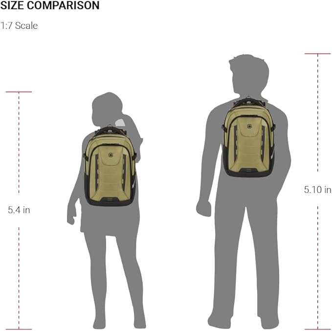 SwissGear Travel Tech Pro Laptop Backpack – Fits Laptops up to 16” – ScanSmart TSA-Friendly Backpack with Multiple Organizer Pockets – Olive