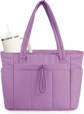Wandering Nature Puffer Tote Bag with Cup Holder & Laptop Compartment & Trolley Sleeve for Travel, Work, Nurse, Women