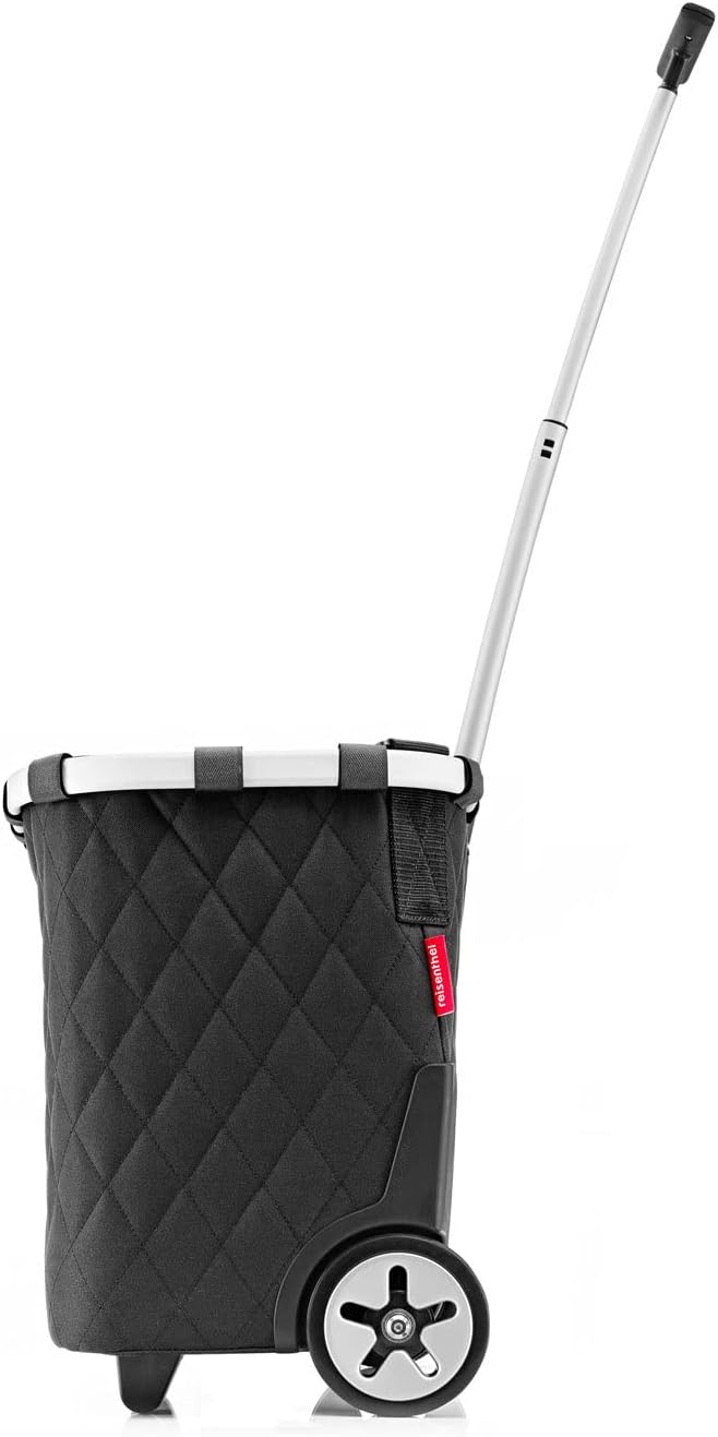 reisenthel carrycruiser Rhombus Black – Portable Shopping Trolley with Sturdy Aluminum Frame, Shoulder Strap and Removable mesh Inner Bag - Made of Water-Repellent Material.