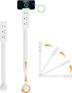 Electrical Outlet Extender Features USB-A,USB-C,2 AC Outlets,Wall Power Socket Expander Stick,Extendable Rotating Electric Outlet Plug Adapter Nightstands,Sofa,Desks and More Hard to Reach Space (B01)