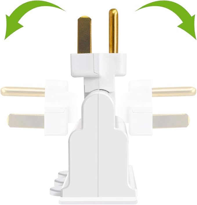 3 Outlet Wall Adapter, VSEER ETL Listed 3-Prong Grounded 180 Degree Swivel Indoor AC Mini Plug Wall Outlet Extender Tap White (1 Pack)