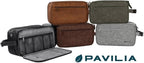 PAVILIA Toiletry Bag for Men, Travel Essentials Shaving Dopp Kit, Mens Travel Bag Toiletries Organizer Case for Grooming, PU Leather Water Resistant Cosmetic Bag Pouch (XL, Dark Brown)