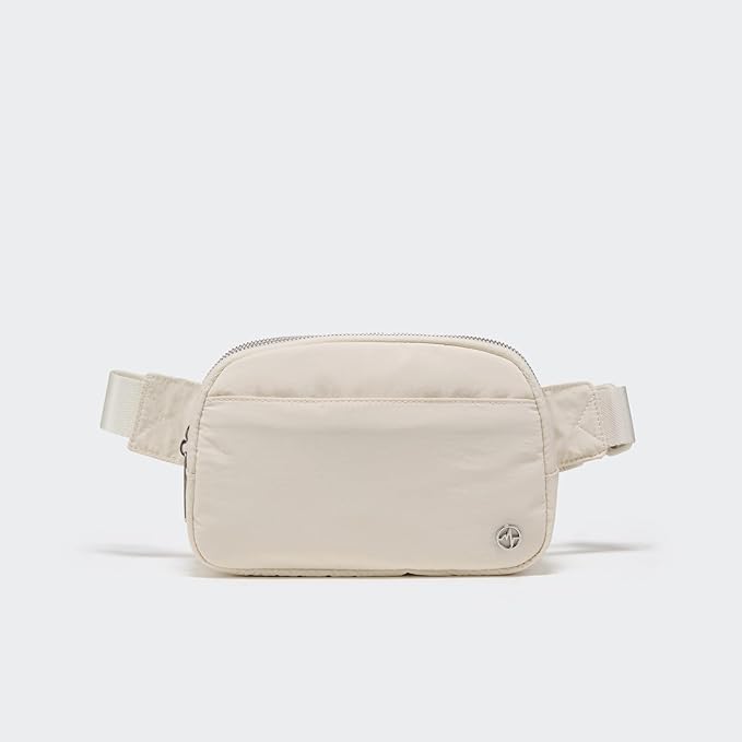 Pander Everywhere Belt Bag for Women, 5 Zipper Pockets Nylon Crossbody Fanny Pack Purse (White Opal)