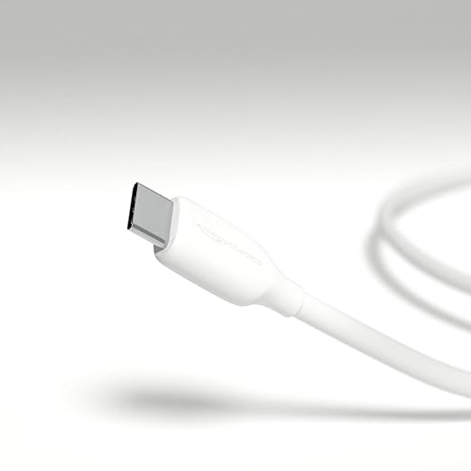 Amazon Basics USB-C to USB-C 2.0 Fast Charging Cable, 480Mbps Speed, USB-IF Certified, for Apple iPhone 16/15, iPad, Samsung Galaxy, Tablets, Laptops, 3 Foot, White