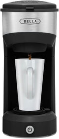 BELLA Dual Brew Single Serve Coffee Maker, Brews both Kcup and Ground Coffee, Large 14oz Capacity, Easy One Touch, Auto Shutoff, Black