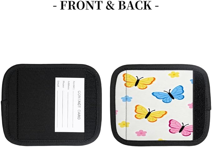 2 Pack Luggage Handle Wrap with Travel Tags - Non-Slip Protective Cover Soft Handle Grips Covers for Suitcase(Butterfly)