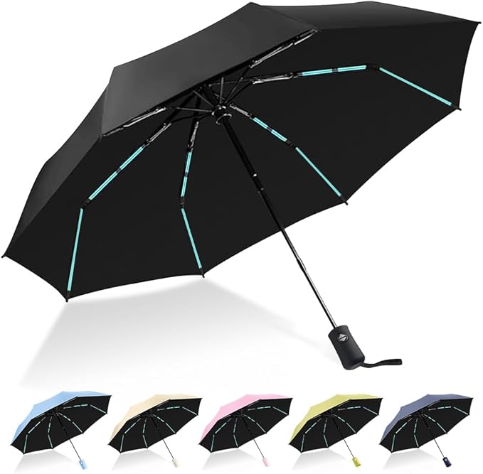 YINBAOGE Compact Travel Umbrella, Automatic Folding Windproof 8 Ribs, Lightweight Small Portable Parasol for Rain & Sun with UV Protection, Fits Car, Backpack, Purse, Men & Women