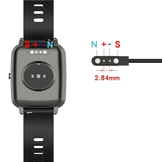 [3-Pack] Smartwatch Charger, 2-Pin Magnetic Charging Cable for IDW13/15/16/17/19/21/23/25/26/28, ID208, GTX20, Compatible with VeryFit/VeryFitPro App Models Smart Watch, Black