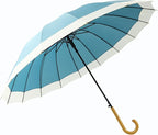 ThreeH Big Beatiful Umbrella with Arc Classic Wood Handle 16 Ribs 48" Windproof Sturdy Stick Rain Umbrella