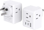 2 Pack Australia New Zealand Power Plug Adapter, Australia Travel Adapter with 3 American Outlets 3 USB Charging Ports (2 USB C), Type I Plug Adapter for US to Australia, Argentina, China