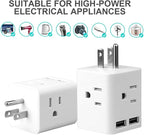 Multi Plug Outlet Extender, Vsanstar 3 Prong Wall Tap 4 Way AC Electrical Outlets Power Strip, Power Plug Splitter Grounded to USA Adapter for Home Office, Kitchen (USA Plug Outlet with USB)