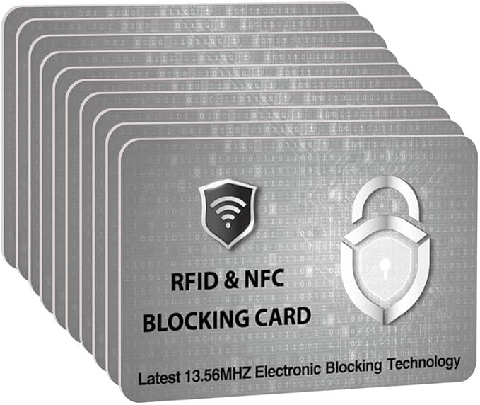 SaiTech IT 10 Pack RFID Blocking Card Protect Your Entire Wallet, Purse and Cards from NFC Contactless Theft Wallet for Men & Women - PL Silver