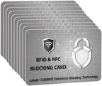 SaiTech IT 10 Pack RFID Blocking Card Protect Your Entire Wallet, Purse and Cards from NFC Contactless Theft Wallet for Men & Women - PL Silver