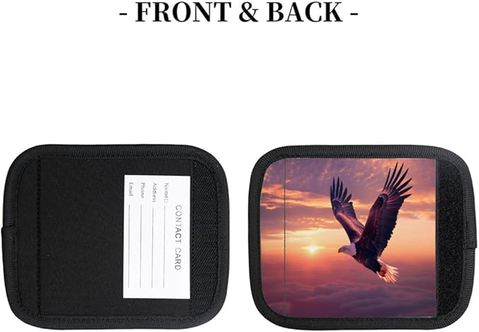 Animal Eagle Sky 2 Pack Luggage Handle Wrap Set of Neoprene Luggage Tags for Suitcases Bag Strap Wrap Cover Travel Airplane Accessories Covers Markers Sleeve Grips Identifiers Cruise