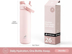 POWCAN 26 oz Insulated Water Bottle with 2-in-1 Straw and Spout Lid, Keep Cold 24H, Leak-Proof, Fits in Car Cup Holder, Stainless Steel Water Bottle for Sports, Travel, Gift and School (Kiss Me Berry)