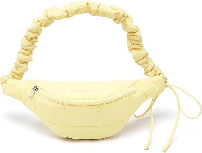 WESTBRONCO Puffer Fanny Packs for Women Small Crossbody Sling Bag, Nylon Quilted Belt Bag for Travel Hiking Running Waist Bag with Adjustable Strap