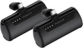 Kuulaa 2 Pack Portable Phone Charger with Built-in USB-C Plug, 4500mAh Mini Portable Charger Power Bank Small Battery Pack for iPhone 15/16/17,Samsung S22/S23 & Android (Black)