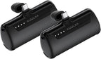 Kuulaa 2 Pack Portable Phone Charger with Built-in USB-C Plug, 4500mAh Mini Portable Charger Power Bank Small Battery Pack for iPhone 15/16/17,Samsung S22/S23 & Android (Black)
