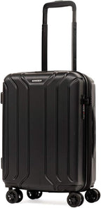 NONSTOP NEW YORK Luggage Expandable Spinner Wheels hard side shell Travel Suitcase Lightweight, TSA Lock, Double USB Port (Black, 3-Piece Set (20/24/28))