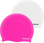 2pcs High Elasticity Silicone Swim Cap for Women and Men, Comfortable Non-Slip Swimming Caps for Long and Short Hair, Durable Waterproof Swim Hats for Adults, Keep Hair Dry
