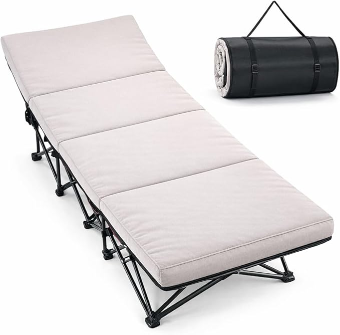 ABORON XXL Camping Cot with 2in Memory Foam Mattress, 900LBS Heavy Duty Sleeping Cot for Adults, Extra Wide Sleeping Cot, 1200D Double Layer Oxford Cot for Camping, Guest, Office Nap