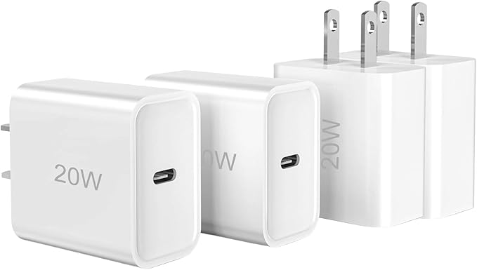 Phone Charger，4 Pack USB C Charger Block，20W Type C Fast Wall Charge Power Adapter for i Phone 17/16/15/14/13/12/11/X/8/Xs Max/XR/S25/S24 and More