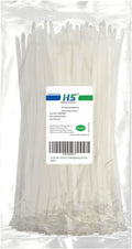 HS Zip Ties 10 Inch White 50 LBS Nylon Medium Clear Cable Ties Straps Strong for Bike/Car/Cord Management,100 Pack