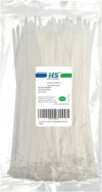 HS Zip Ties 10 Inch White 50 LBS Nylon Medium Clear Cable Ties Straps Strong for Bike/Car/Cord Management,100 Pack