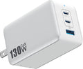 130W USB C Wall Charger,GaN III 3-Port Fast Charging Station,PD QC Foldable Charger Block Portable 65W USB C Laptop Adapter for MacBook Pro/Air,iPad Pro,Galaxy S23,Dell XPS 13,iPhone 16