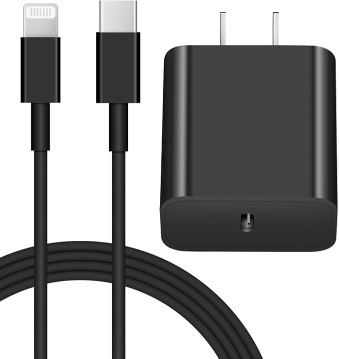 i Phone 14 13 12 Fast Charger 20W PD USB C Wall Charger with 6FT Fast Charging Cable for iPhone 14/14 Pro/14 Pro Max/14 Plus/13/12/11/Pro/Pro Max/Mini/Xs Max/X, iPad - Black