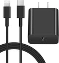 i Phone 14 13 12 Fast Charger 20W PD USB C Wall Charger with 6FT Fast Charging Cable for iPhone 14/14 Pro/14 Pro Max/14 Plus/13/12/11/Pro/Pro Max/Mini/Xs Max/X, iPad - Black