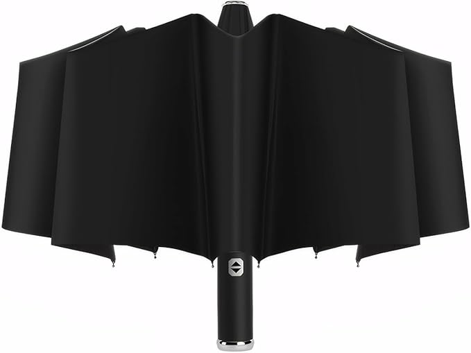 Maizoon Folding Umbrella with Led Flashlight 10 Ribs Fiberglass Frame Auto Open Close Waterproof UV Resistant Rotation Handle