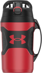 Under Armour Insulated Water Bottle with Handle & Fence Hook, Half Gallon Sports Water Jug, Leak-Resistant & BPA-Free for Baseball, Football & Gym - Red/Black, 64oz