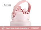 POWCAN 32 oz Insulated Water Bottle with 2-in-1 Straw and Spout Lid, Keep Cold 24H, Leak-Proof, BPA-Free, Double Wall Stainless Steel Water Bottle for Sports, Gym, Travel, and School (Cotton Candy)