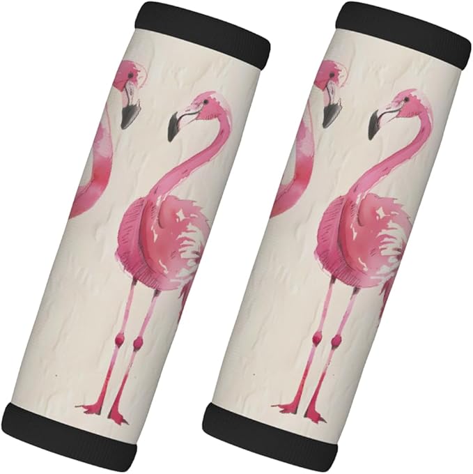 Abstract Pink Flamingo 2 Pack Luggage Handle Wrap Set of Neoprene Luggage Tags for Suitcases Bag Strap Wrap Cover Travel Airplane Accessories Covers Markers Sleeve Grips Identifiers Cruise