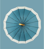 ThreeH Big Beatiful Umbrella with Arc Classic Wood Handle 16 Ribs 48" Windproof Sturdy Stick Rain Umbrella