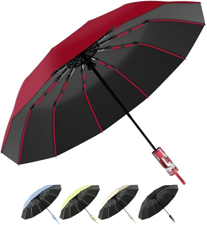 YINBAOGE Compact Travel Umbrella, Automatic Folding Windproof 12 Ribs, 42 Inch Canopy with UV Protection, Durable Lightweight Portable Parasol for Rain & Sun, Fits Car, Backpack, Men & Women