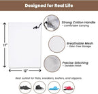 LFH Cotton Rich Shoe Storage Bags with Drawstring, Dustproof Breathable Reusable Organizer, Perfect For Travel, Dorm, Hotel, College, Gym, Easy to Carry, Machine Washable 12"x17" (Pack of 2) - White
