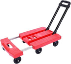 Folding Hand Truck Trolley Cart with Extendable Handle for Office and Luggage Moving, Compact and Portable 6-Wheel Design