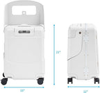 TABU 20" Ride on Luggage with Foldable Seat，Front-Opening Carry On Suitcase with Built-in USB & Type-C Port, TSA Lock and 360° Silent Spinner, for Kids & Adults, White