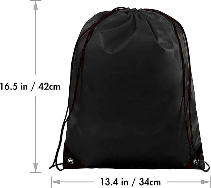 IKAYAS 6Pcs Drawstring Bags Bulk Black Drawstring Backpack, String Backpack Cinch Sack Sport Gym Backpack Bags for Yoga Traviling Outdoor Sports