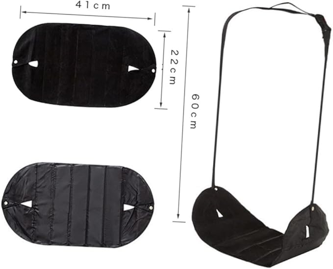 HOMSFOU Portable Travel Footrest Hammock Adjustable Black Foot Sling for Airplane Train Home Office Use Lightweight Compact Design for Long Journeys