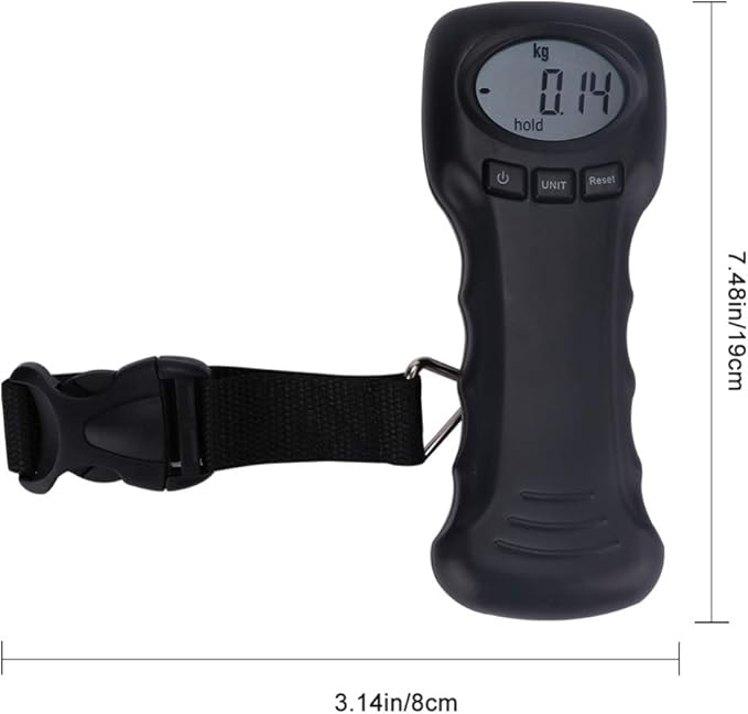 BESPORTBLE Digital Luggage Scale Portable with Backlit LCD Display Handheld Travel Weight Scale for Suitcases and Postal Use Compact Design with Nylon Strap Measures up to 110Lb/50Kg