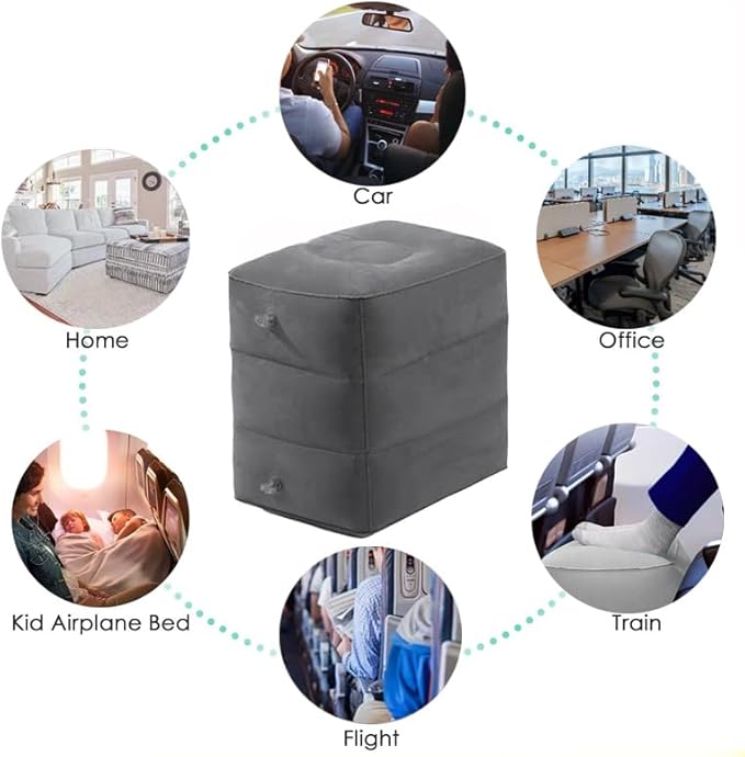 Mediss Inflatable Foot Rest Pillow, Leg Elevation Stool for Office Desk, Car, Chair, Airplane Travel Bedridden Elderly, Height Adjustable(15"×11"×14.5")